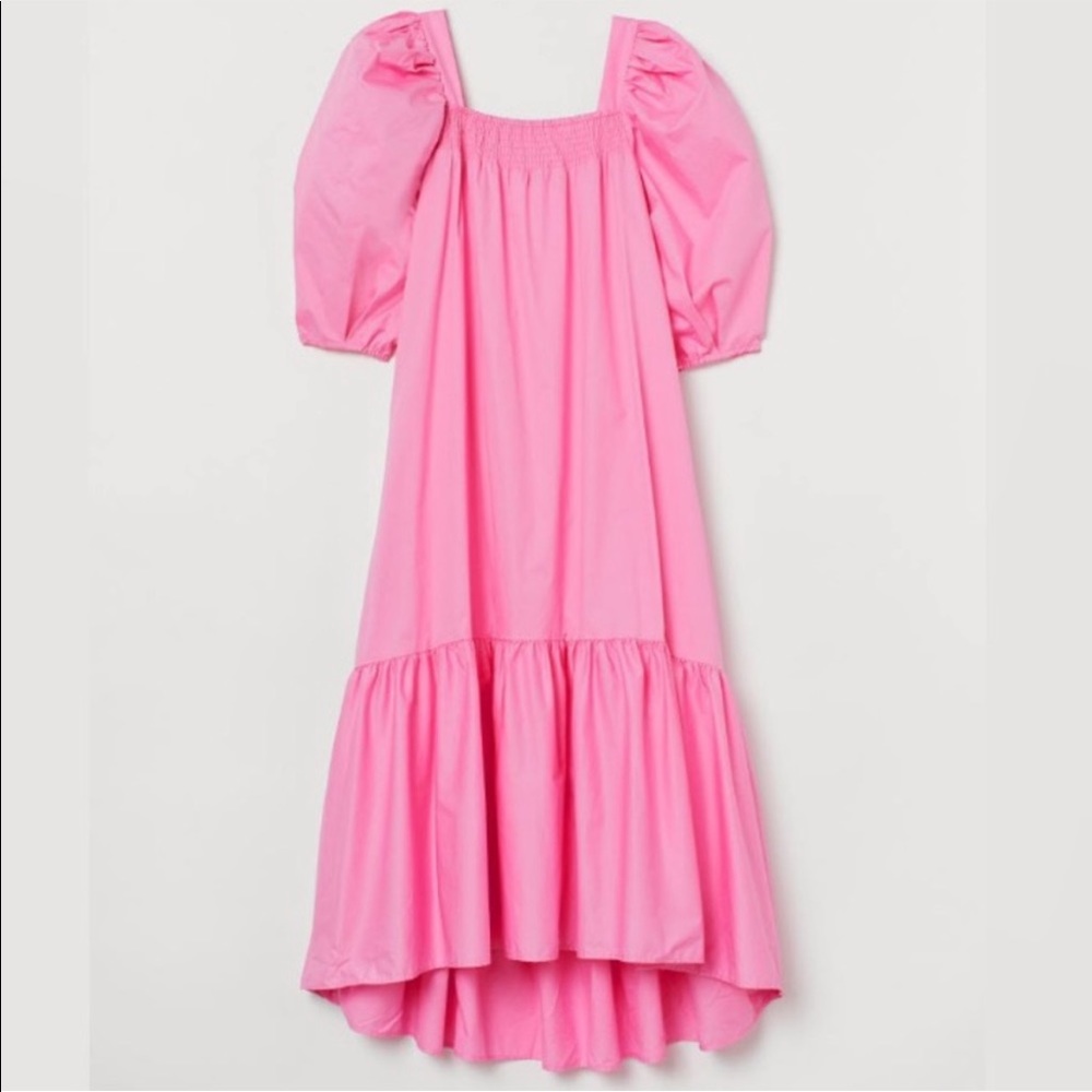 H&M 2020 conscious pink puff dress